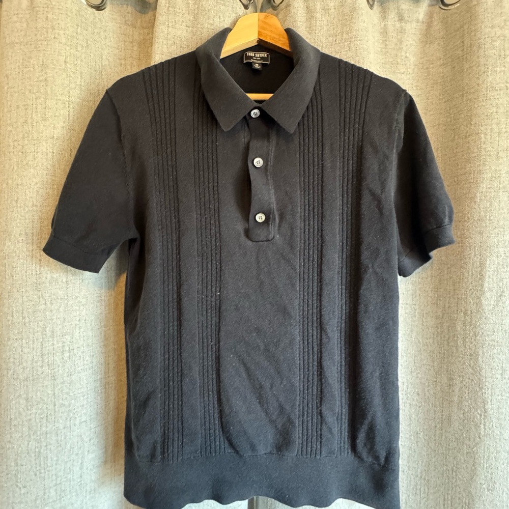 Todd Snyder Navy Blue Textured Polo Shirt / M